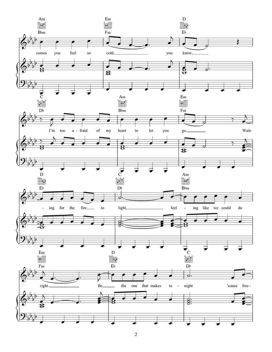 Under Control (feat. Hurts) Piano, Vocal, Guitar scores gallery preview page 2