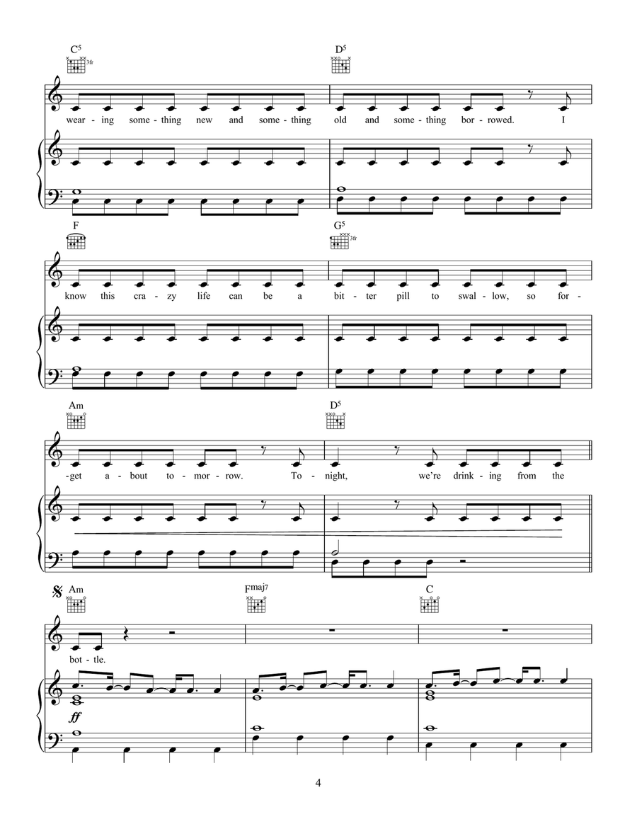 Drinking From The Bottle (feat. Tinie Tempah) Piano, Vocal, Guitar scores gallery preview page 4