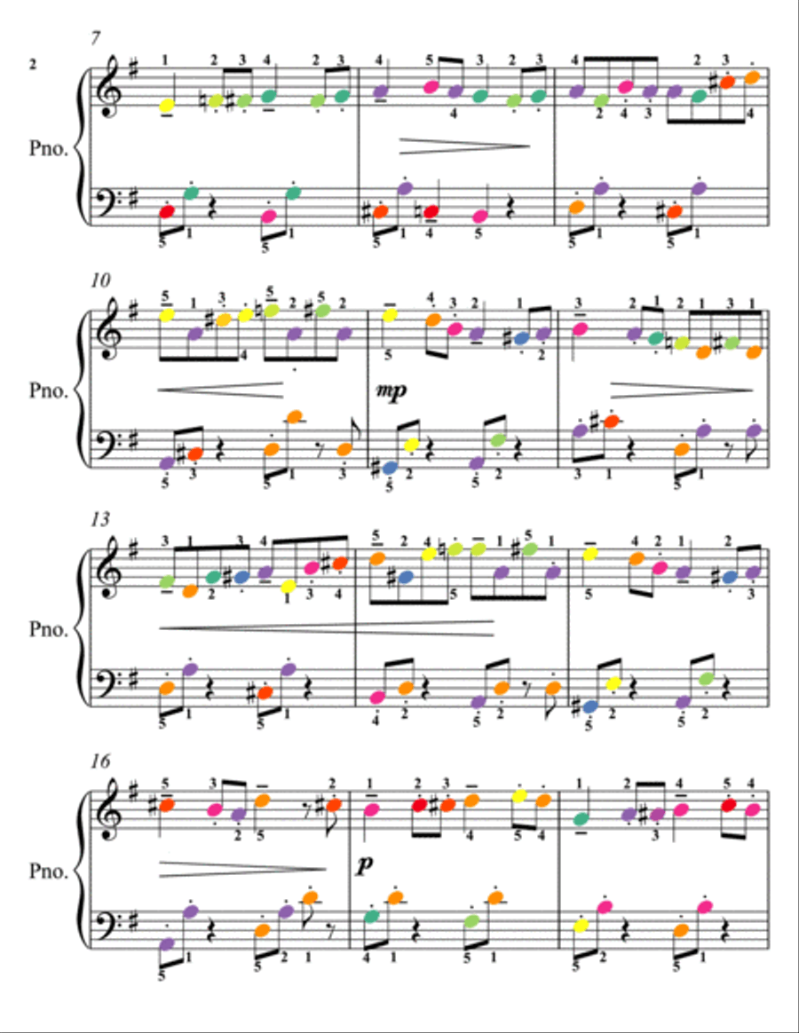 Butterfly Etude Opus 25 Number 9 Easy Piano Sheet Music with Colored Notes Piano Method scores gallery preview page 2