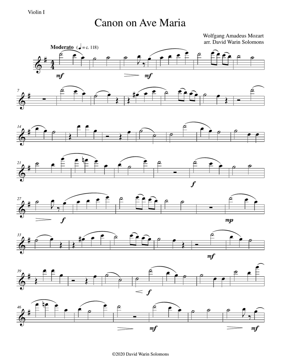 Canon on Ave Maria for string quartet String Quartet scores gallery preview page 5