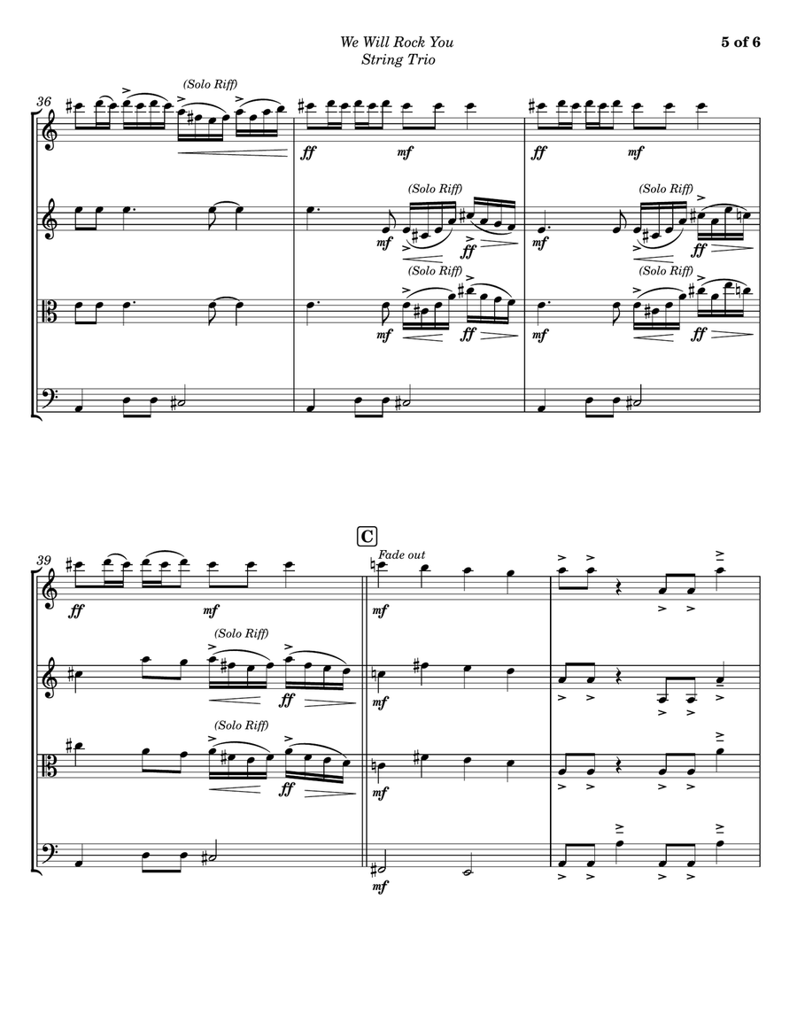 We Will Rock You String Trio scores gallery preview page 5
