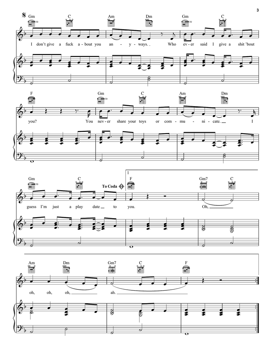 Play Date Play Date Piano, Vocal, Guitar scores gallery preview page 3