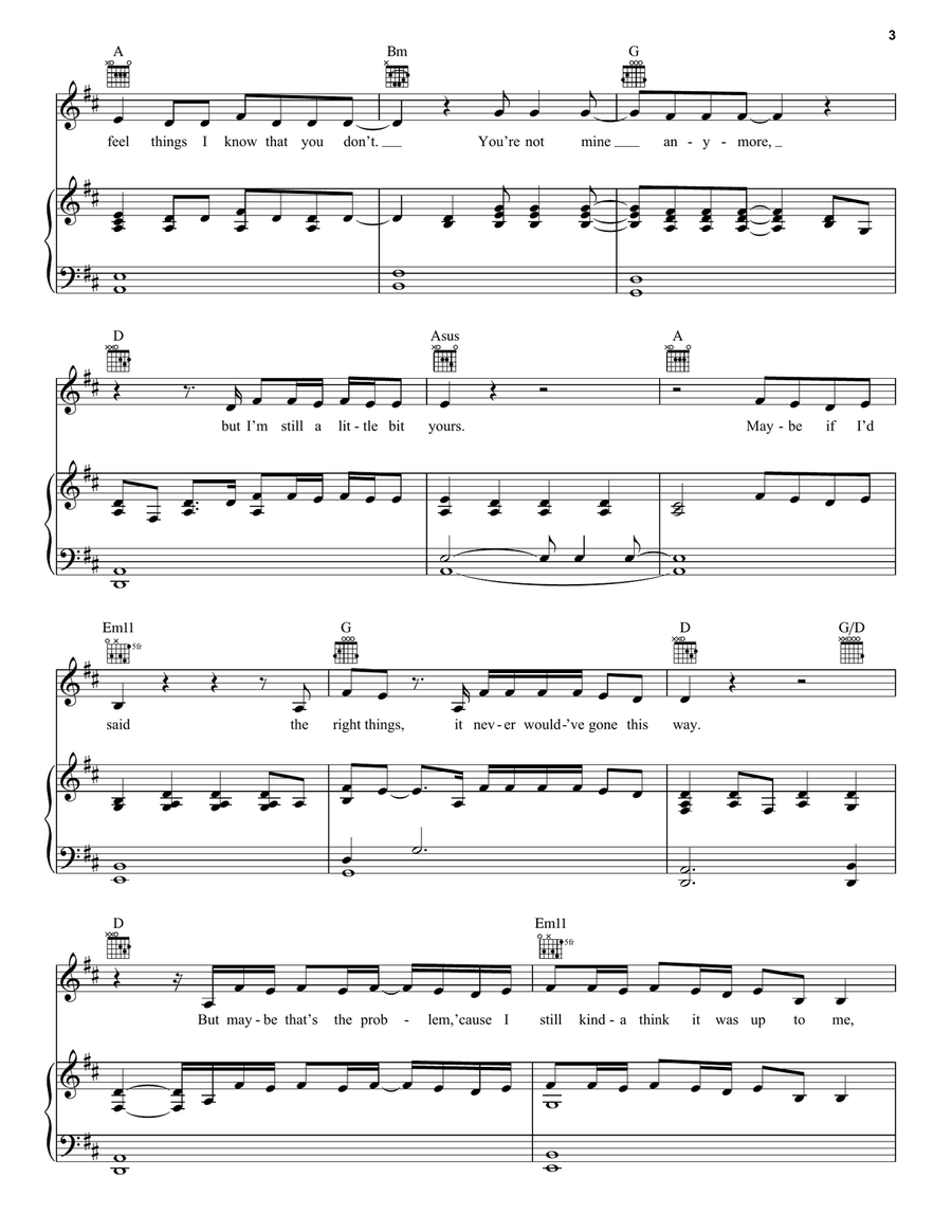 A Little Bit Yours A Little Bit Yours Piano, Vocal, Guitar scores gallery preview page 3