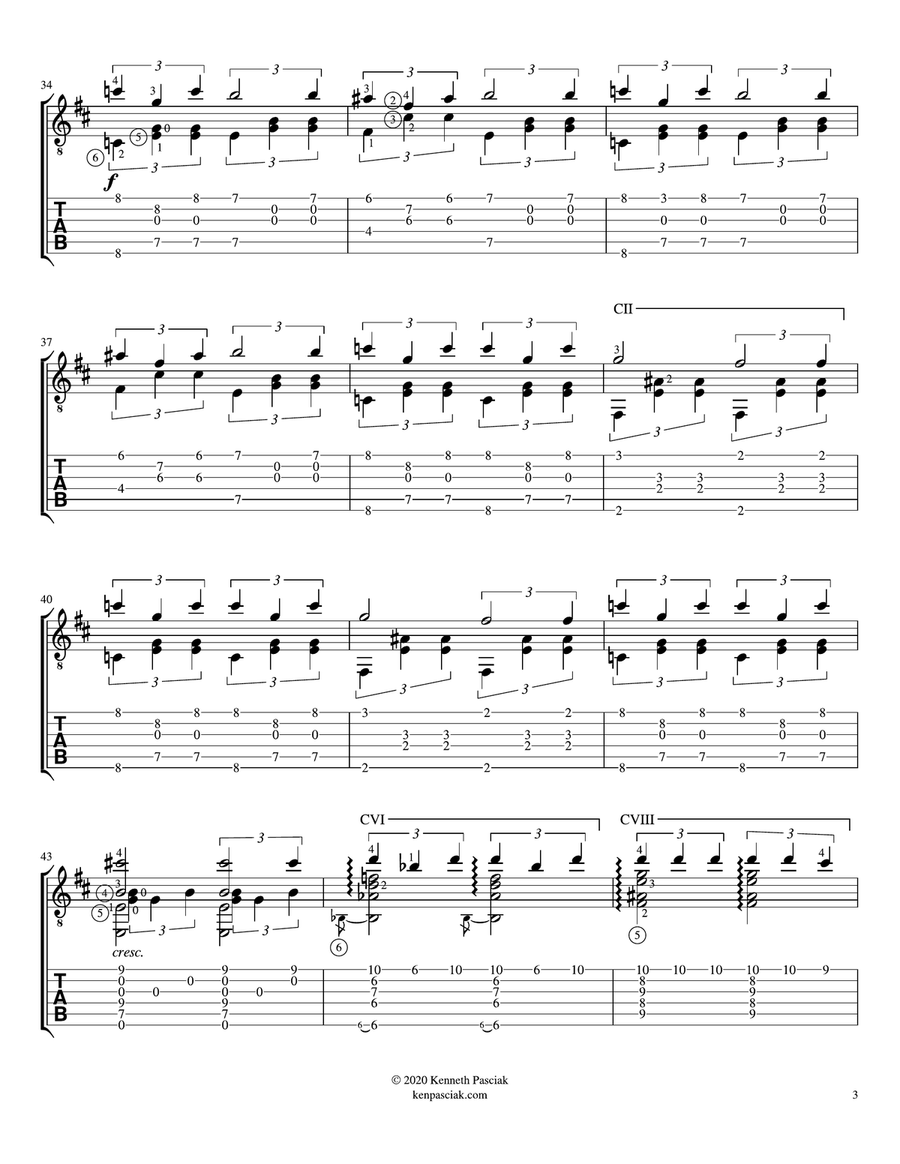 Swan Lake Suite - No. 1 Scene (for Solo Guitar) Classical Guitar scores gallery preview page 5