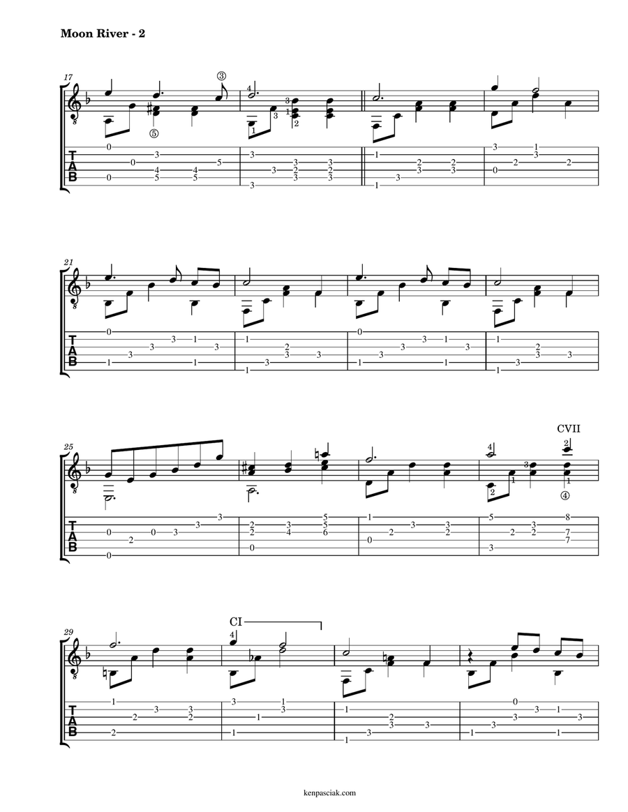 Moon River Moon River Guitar Tablature scores gallery preview page 2
