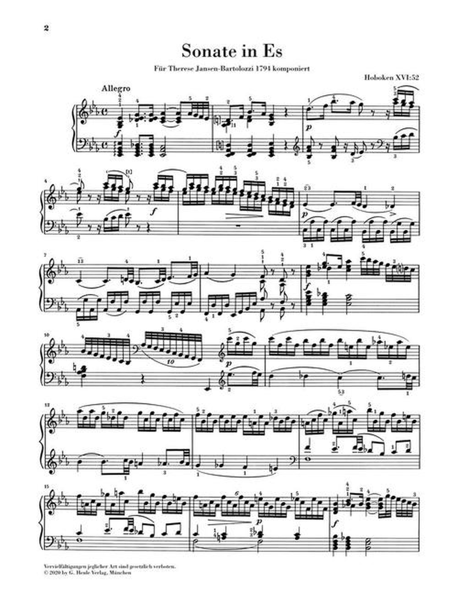 Piano Sonata In E-flat Major Hob. Xvi:52 by Franz Joseph Haydn Piano - Sheet Music page 2