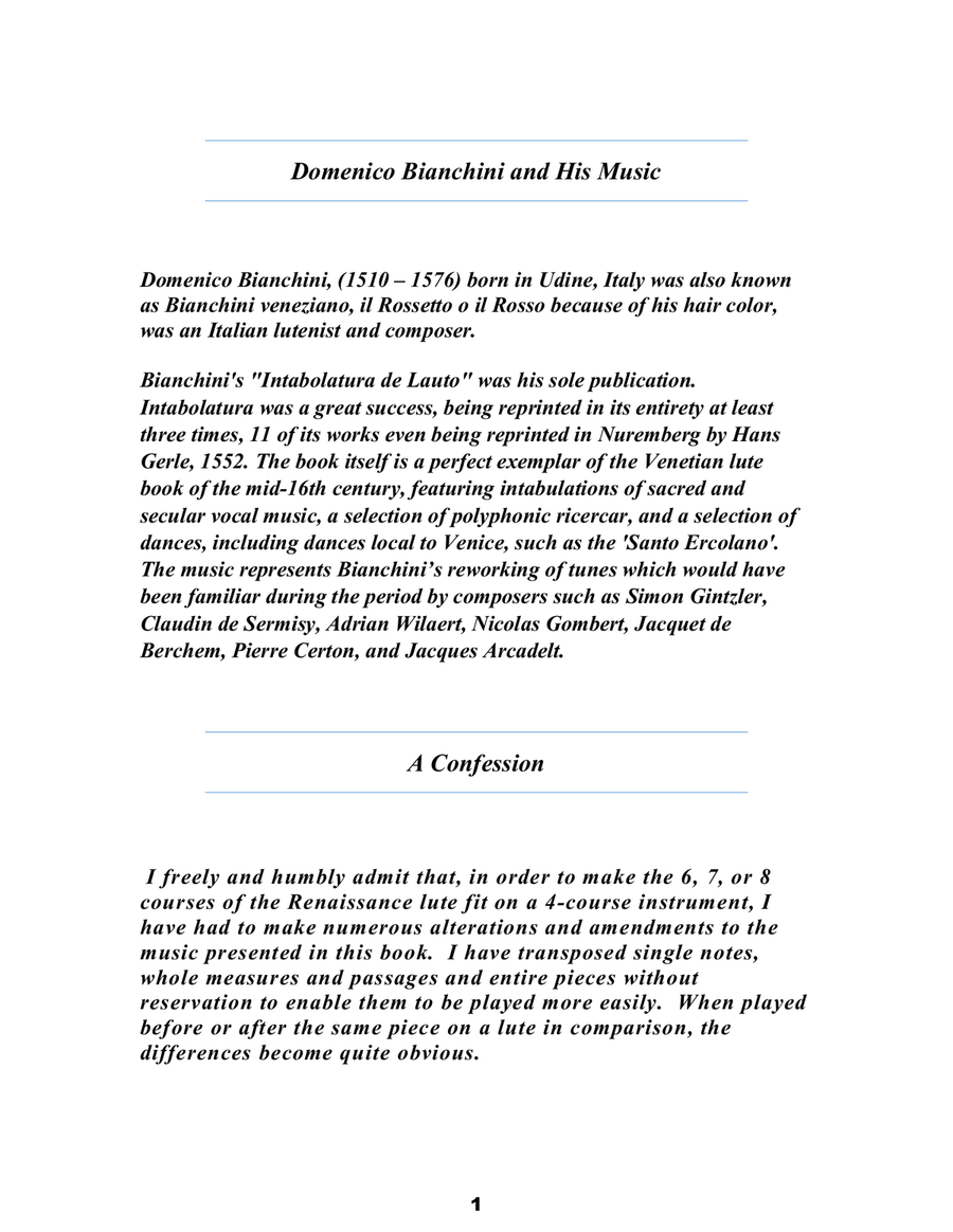 Domenico Bianchini Lute Music of the Renaissance Il Rosetto, Domenico Bianchini's Lute Book Transcri Lute scores gallery preview page 4