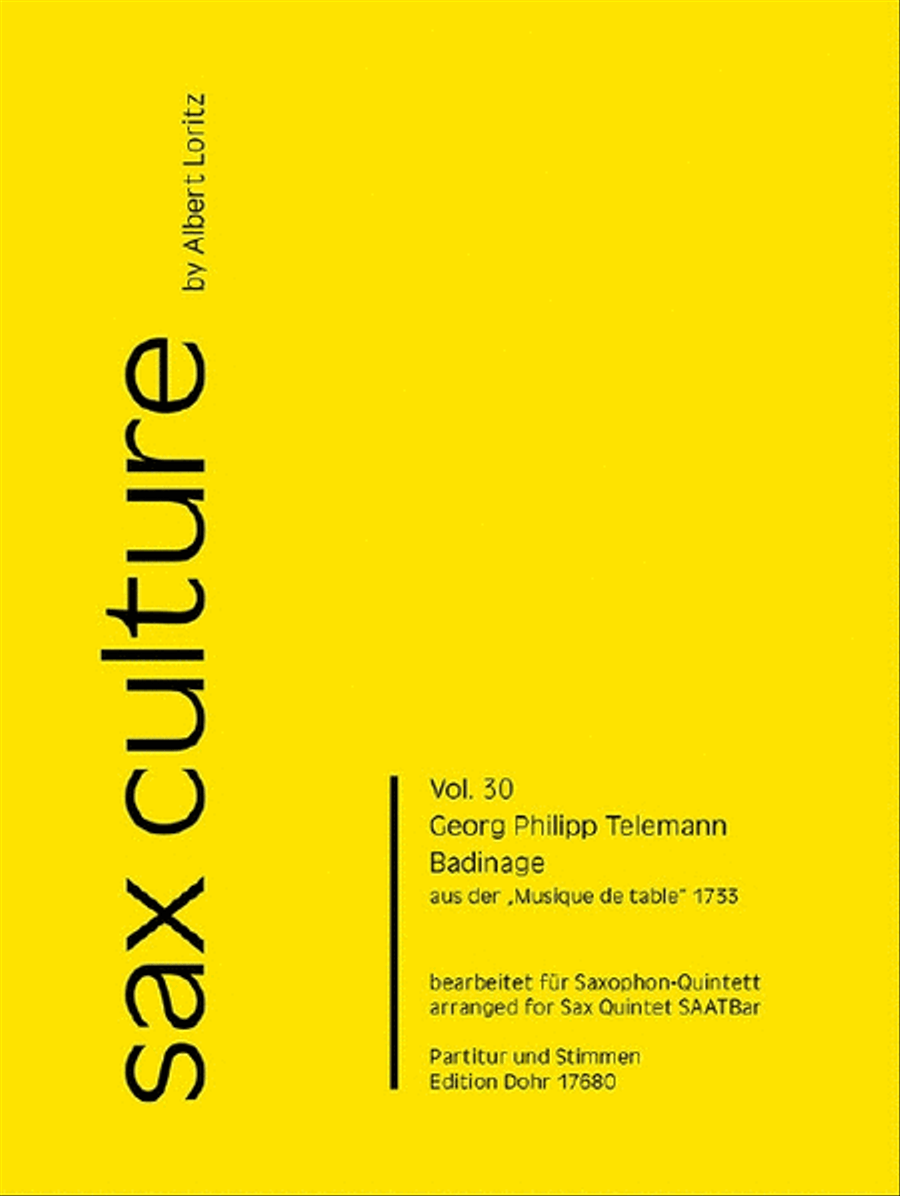 Badinage from Musique de table 1733 Saxophone Quintet scores gallery preview page 1