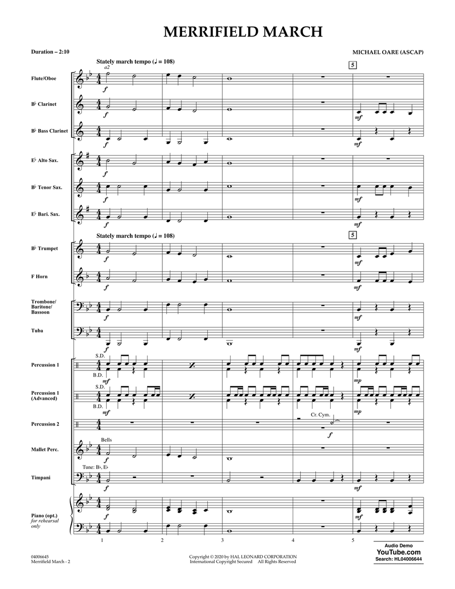 Merrifield March - Conductor Score (Full Score) Concert Band scores gallery preview page 2