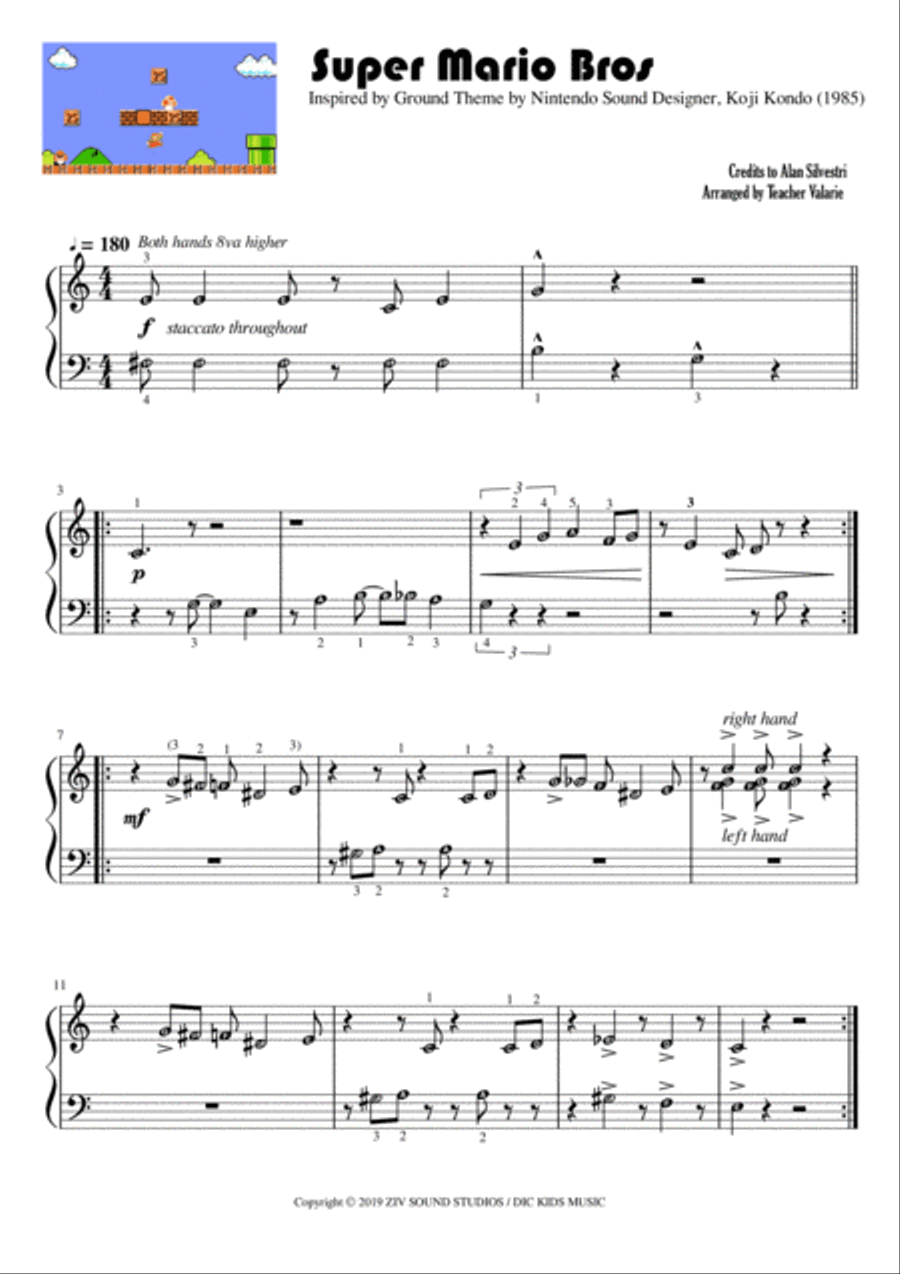 Super Mario Bros. Main Theme Voice scores gallery preview page 1