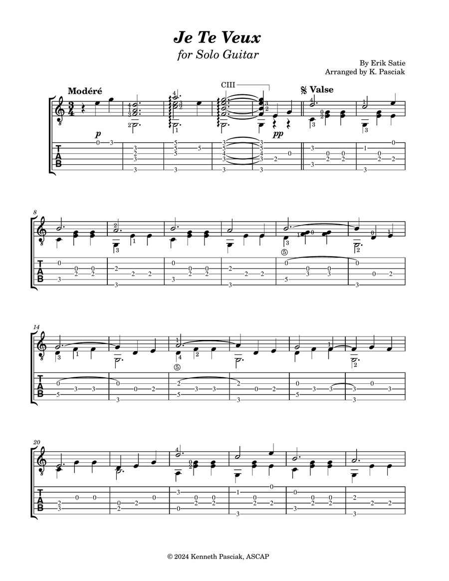 Je Te Veux (for Solo Guitar) Acoustic Guitar scores gallery preview page 3