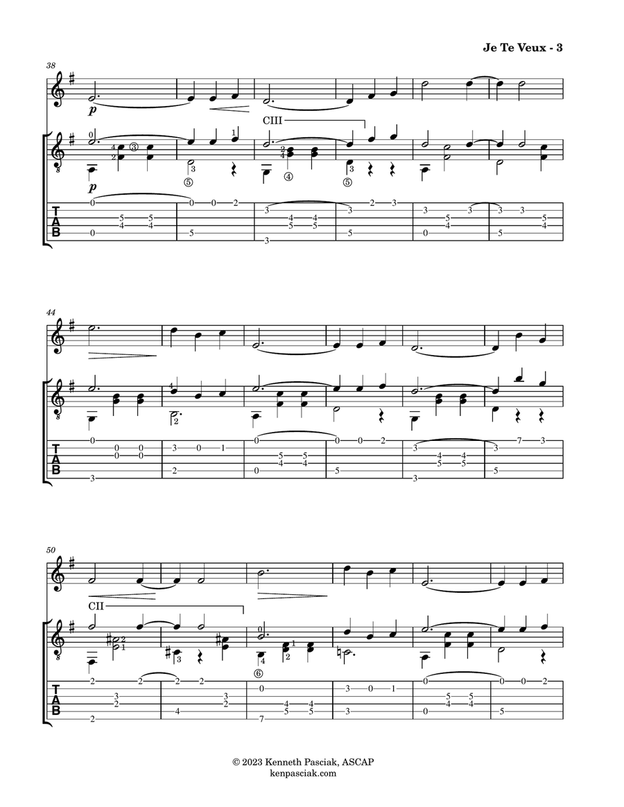 Je Te Veux (for Flute or Violin and Guitar) Je Te Veux (for Flute or Violin and Guitar) Flute scores gallery preview page 5