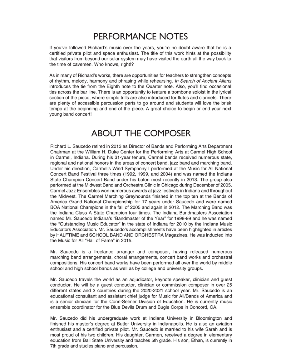 In Search of Ancient Aliens - Conductor Score (Full Score) Concert Band scores gallery preview page 2