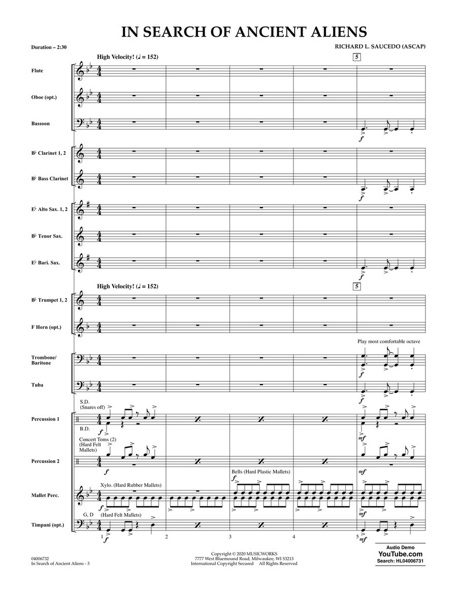 In Search of Ancient Aliens - Conductor Score (Full Score) Concert Band scores gallery preview page 3