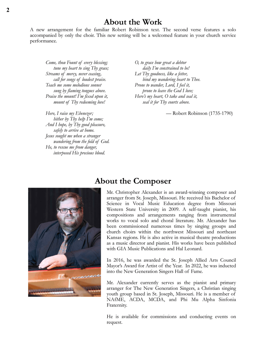 Come, Thou Fount of Every Blessing (SATB) 4-Part scores gallery preview page 2