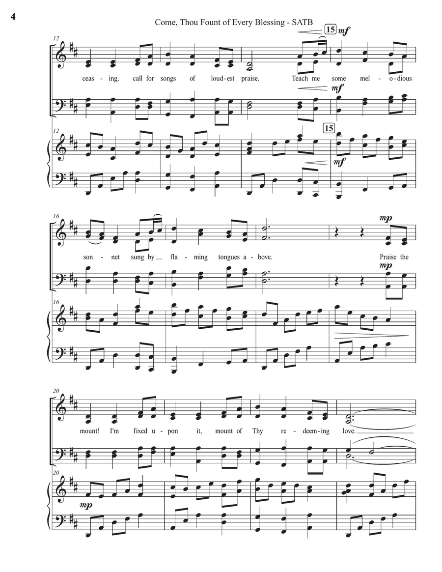 Come, Thou Fount of Every Blessing (SATB) 4-Part scores gallery preview page 4