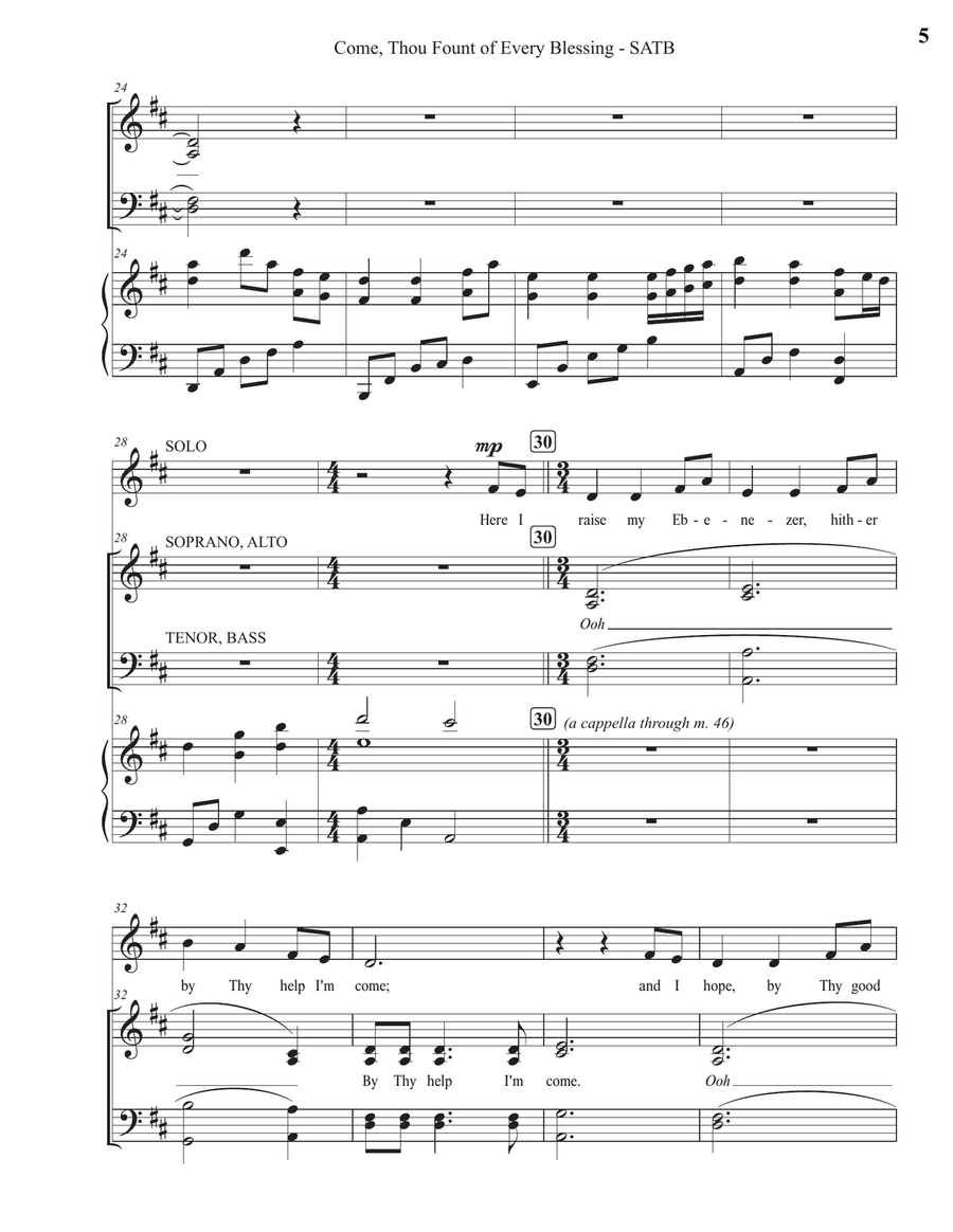 Come, Thou Fount of Every Blessing (SATB) 4-Part scores gallery preview page 5