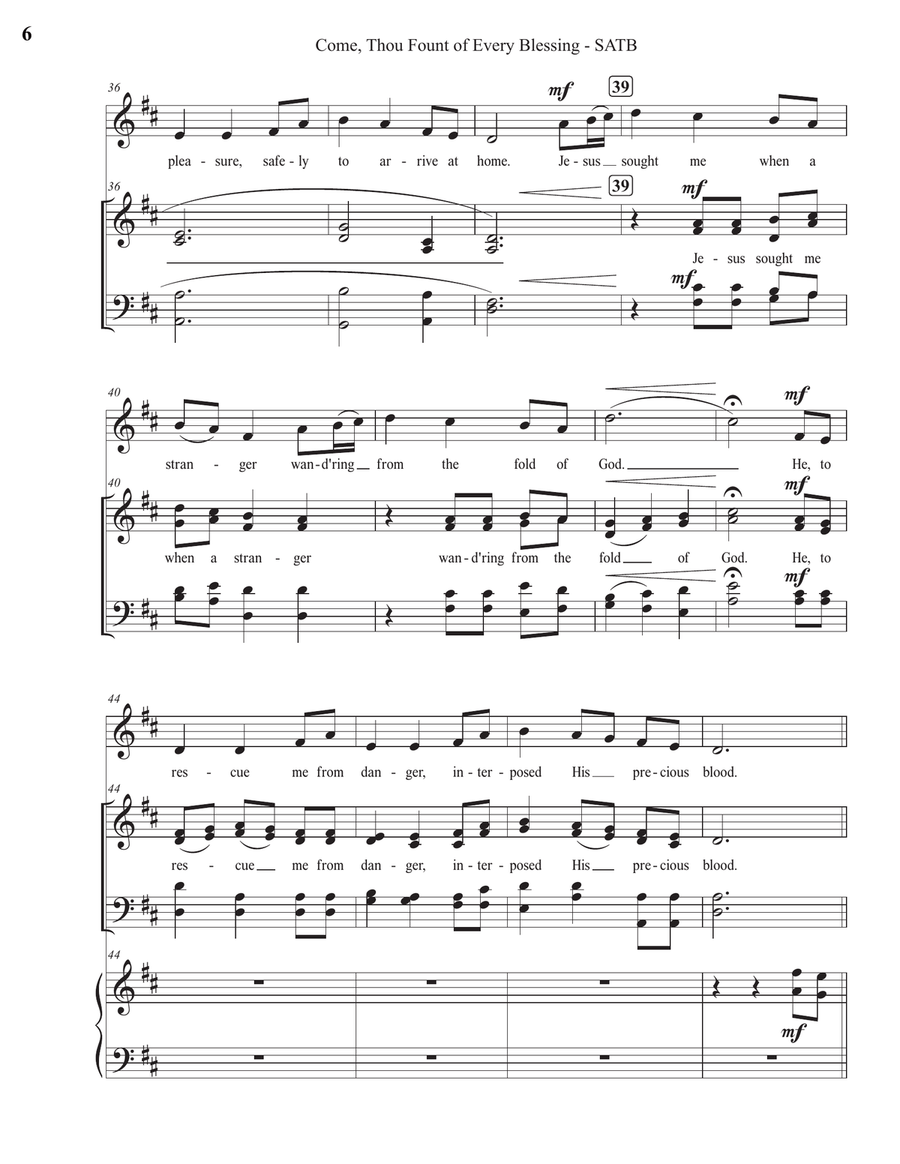 Come, Thou Fount of Every Blessing (SATB) 4-Part scores gallery preview page 6