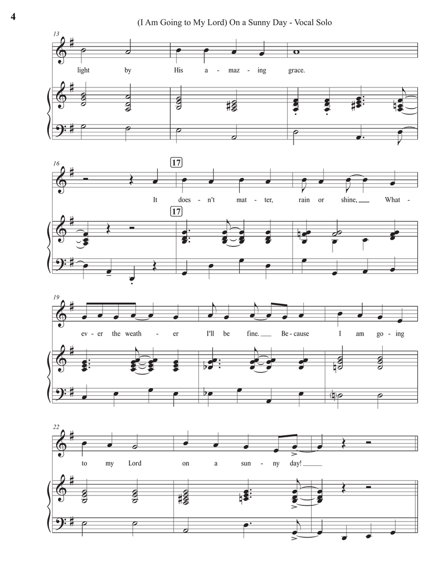 (I Am Going to My Lord) On a Sunny Day (Vocal Solo) Piano, Vocal scores gallery preview page 4