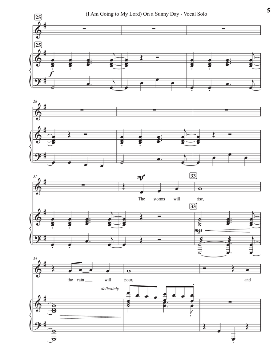 (I Am Going to My Lord) On a Sunny Day (Vocal Solo) Piano, Vocal scores gallery preview page 5