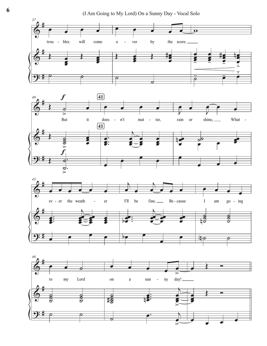 (I Am Going to My Lord) On a Sunny Day (Vocal Solo) Piano, Vocal scores gallery preview page 6