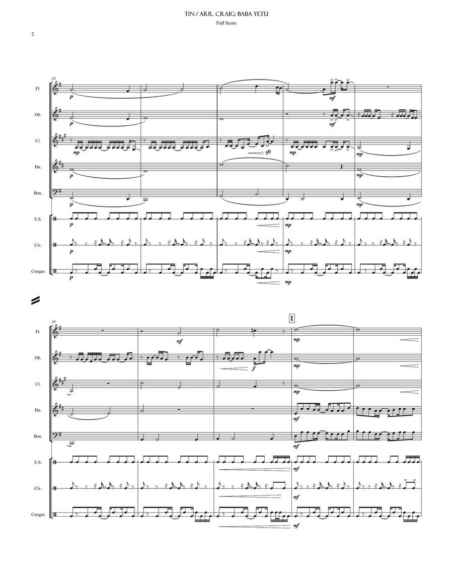 Baba Yetu Woodwind Quintet scores gallery preview page 3