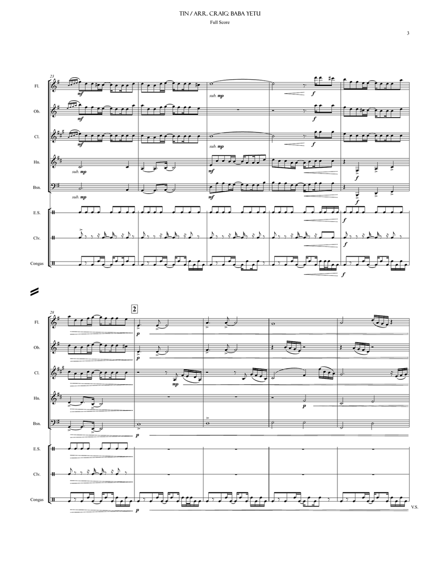 Baba Yetu Woodwind Quintet scores gallery preview page 4
