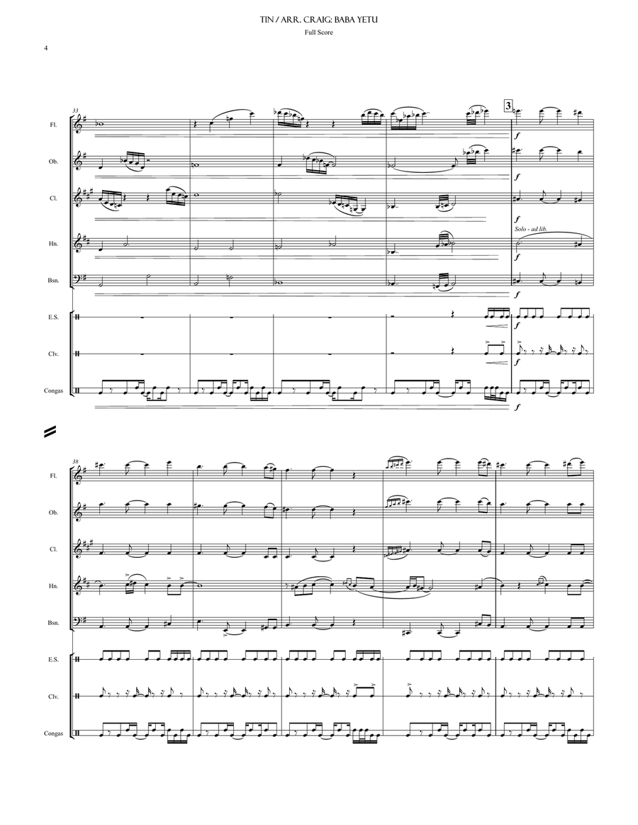 Baba Yetu Woodwind Quintet scores gallery preview page 5