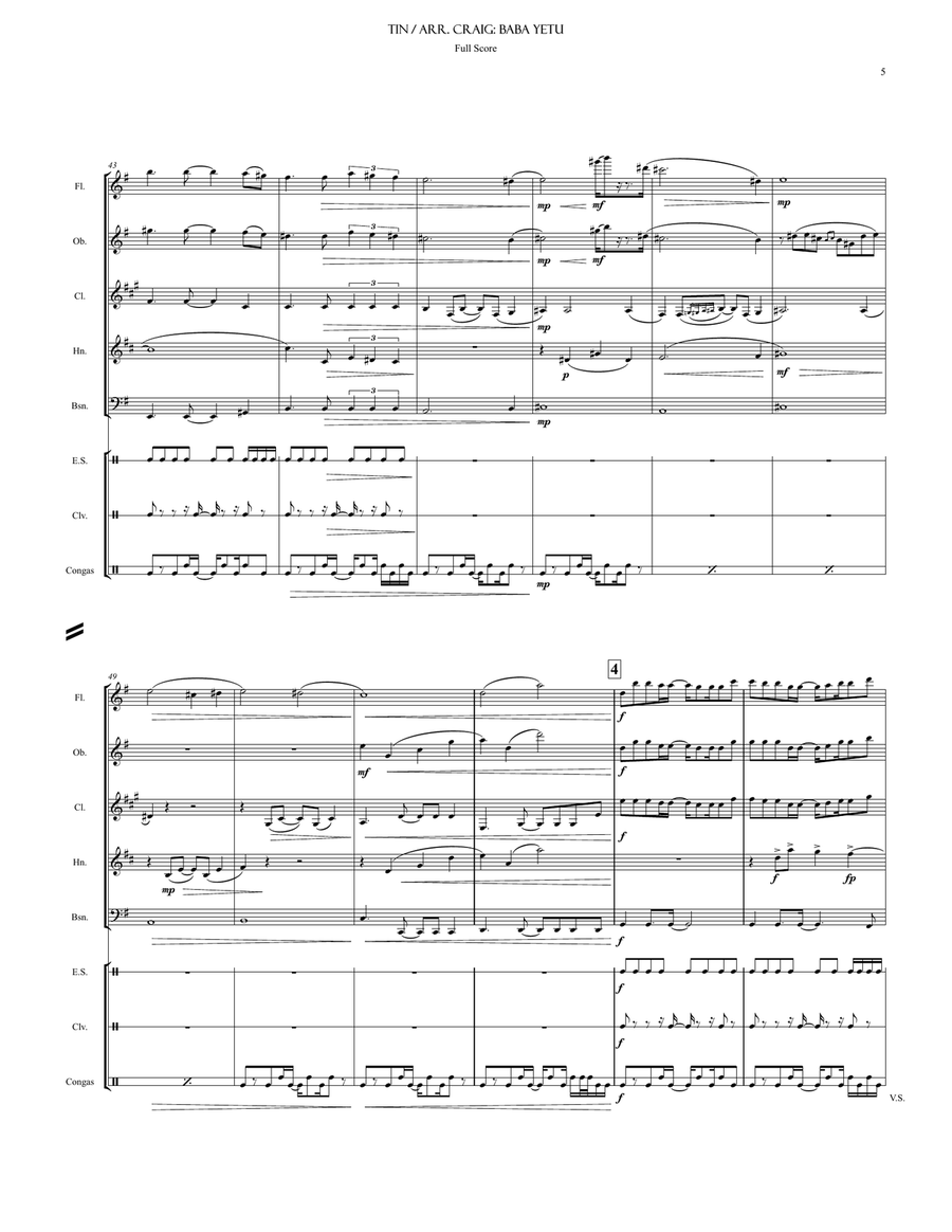 Baba Yetu Woodwind Quintet scores gallery preview page 6