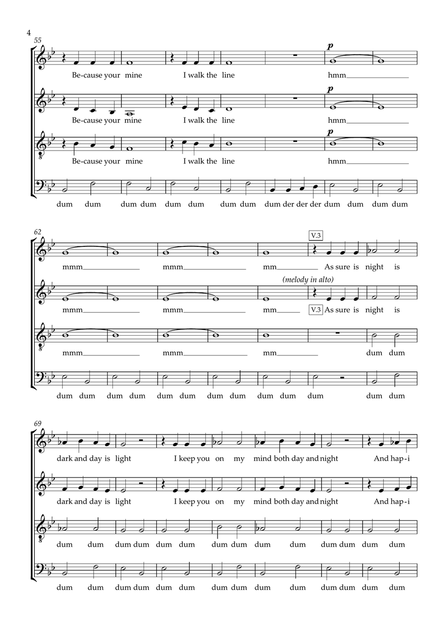 I Walk The Line (arr. Gitika Partington) 4-Part scores gallery preview page 4