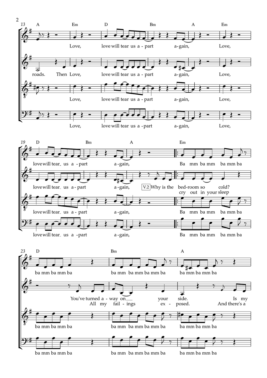 Love Will Tear Us Apart (arr. Gitika Partington) 4-Part scores gallery preview page 2