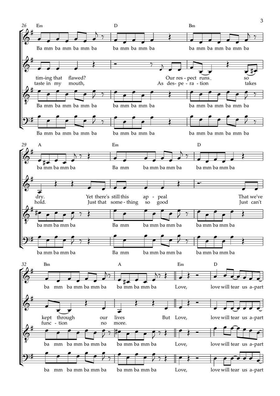 Love Will Tear Us Apart (arr. Gitika Partington) 4-Part scores gallery preview page 3
