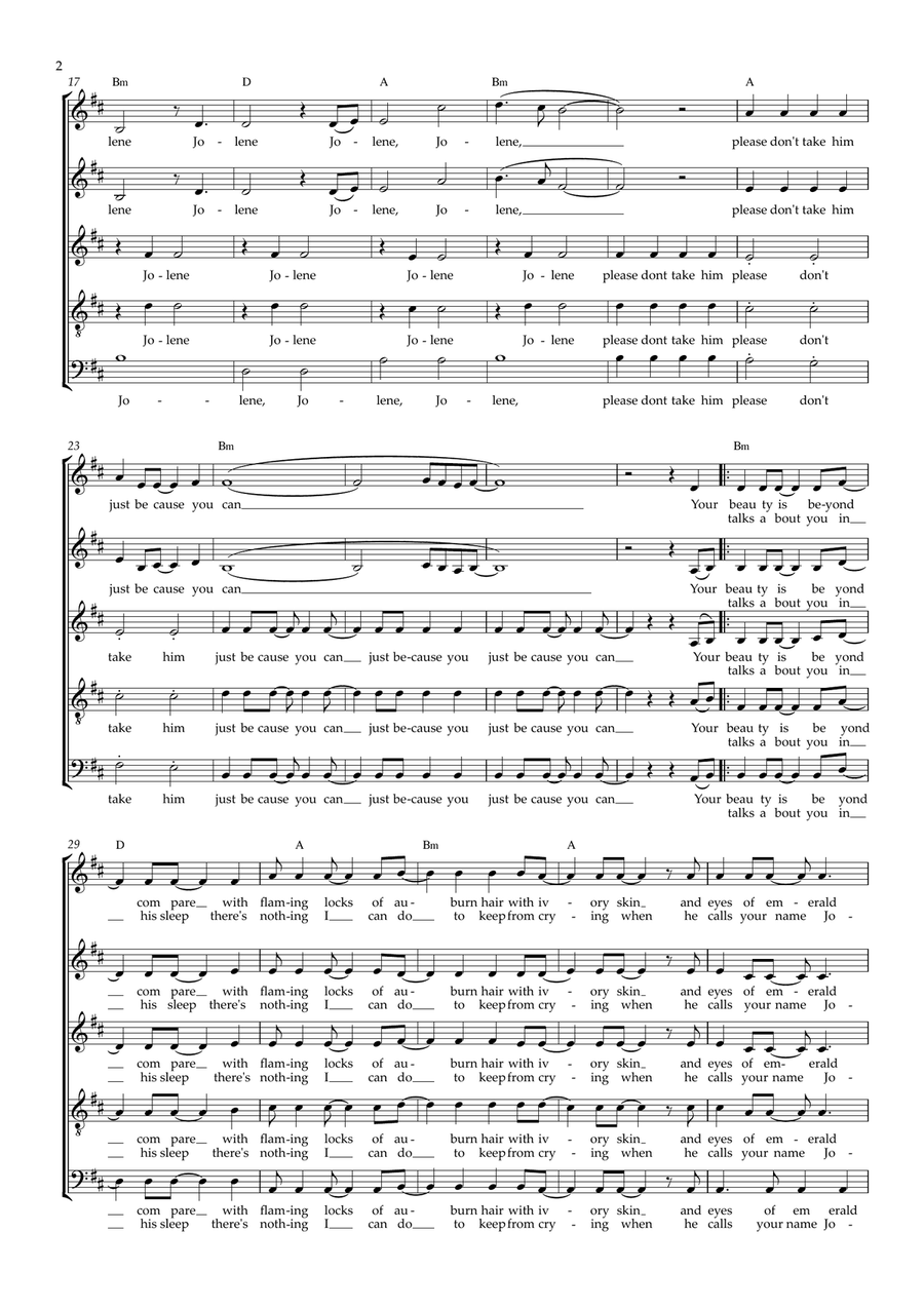 Jolene (arr. Gitika Partington) Choir scores gallery preview page 2