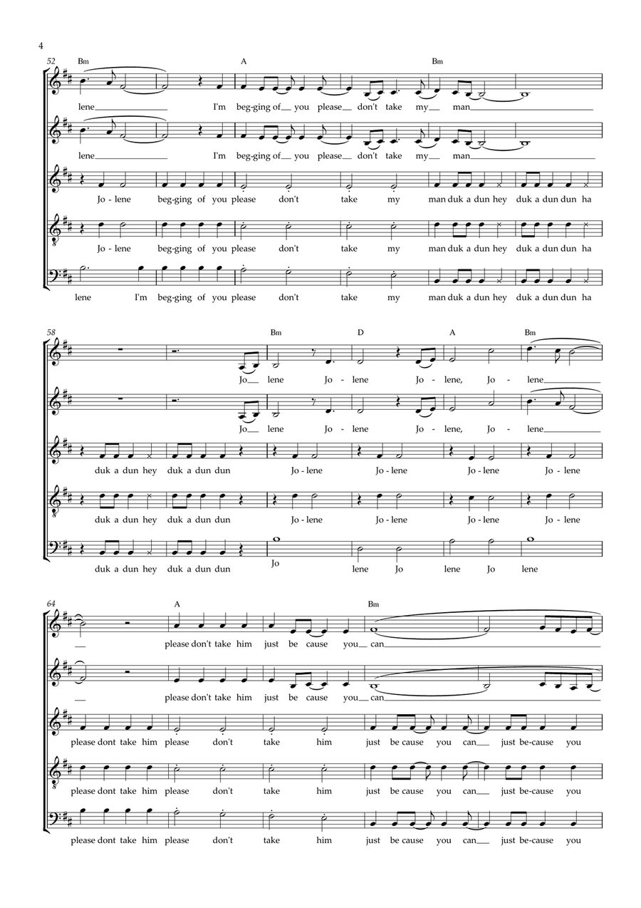 Jolene (arr. Gitika Partington) Choir scores gallery preview page 4