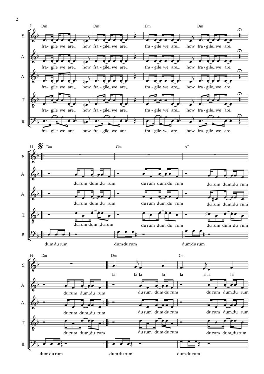 Fragile (arr. Gitika Partington) Choir scores gallery preview page 2