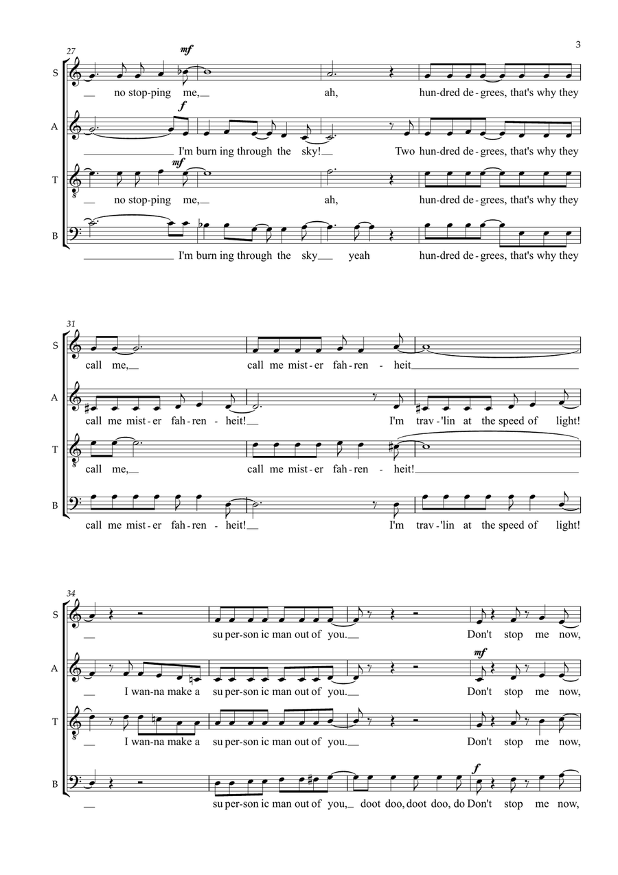 Don't Stop Me Now (arr. Alison Crutchley) 4-Part scores gallery preview page 3