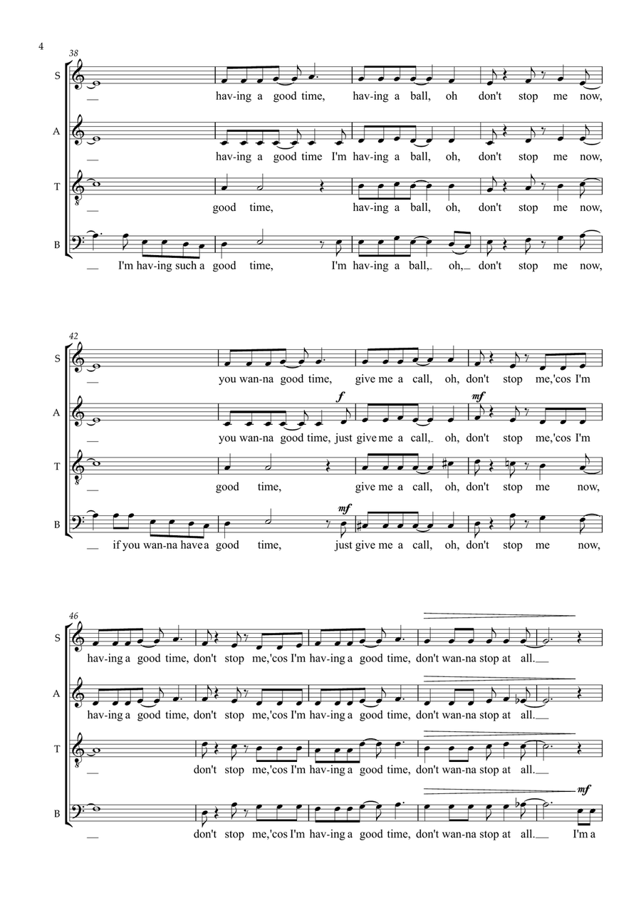 Don't Stop Me Now (arr. Alison Crutchley) 4-Part scores gallery preview page 4
