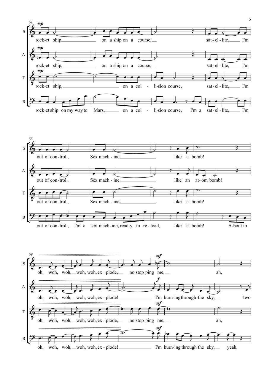 Don't Stop Me Now (arr. Alison Crutchley) 4-Part scores gallery preview page 5
