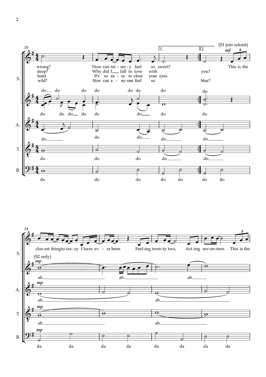 The Closest Thing To Crazy (arr. Richard Salt) SSATB scores gallery preview page 2