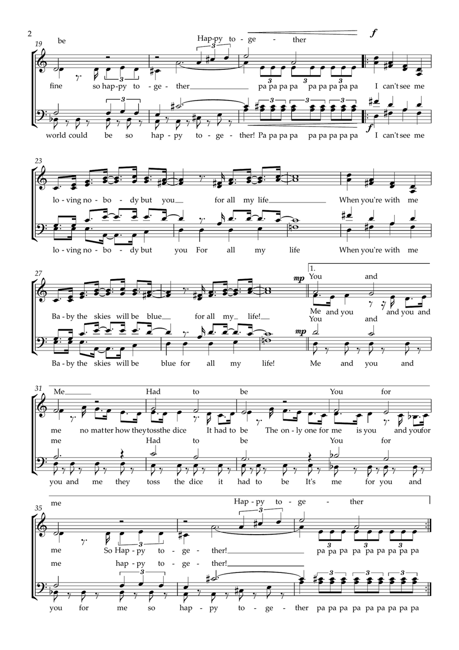 Happy Together (arr. Craig McLeish) 4-Part scores gallery preview page 2
