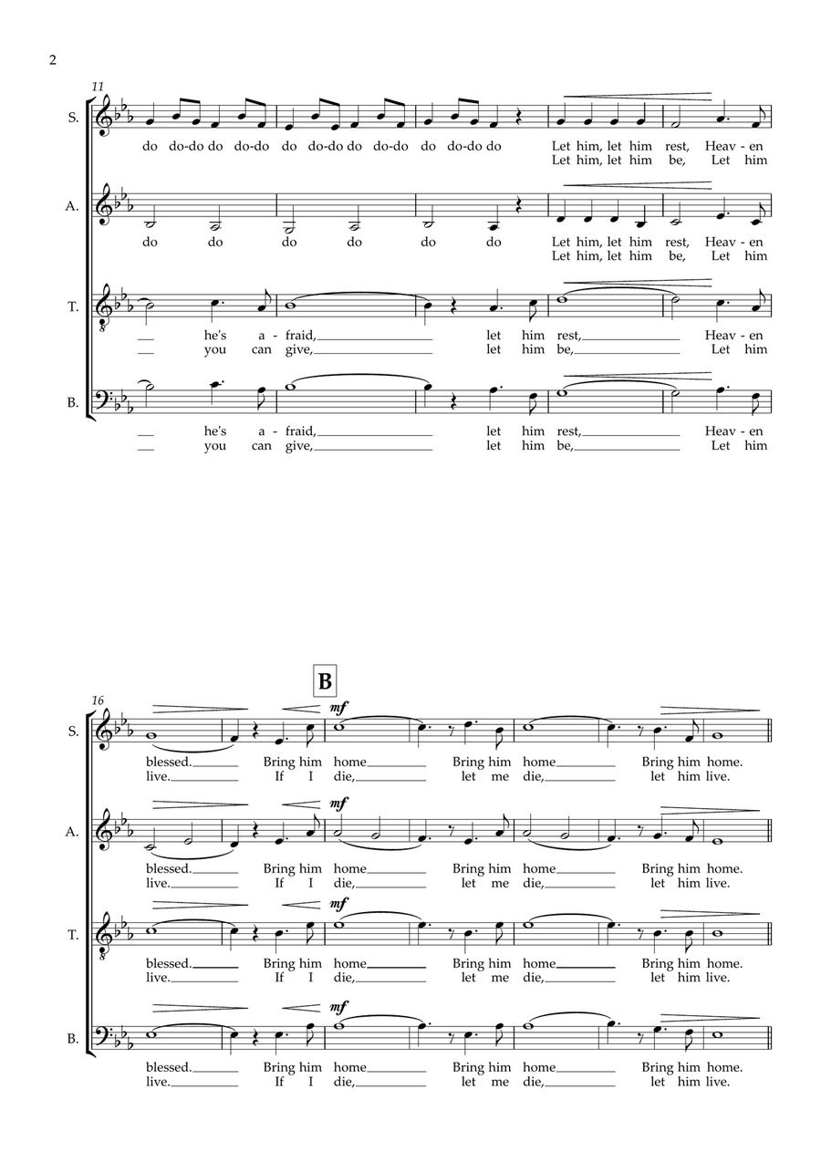 Bring Him Home (arr. Douglas V. Watts) 4-Part scores gallery preview page 2