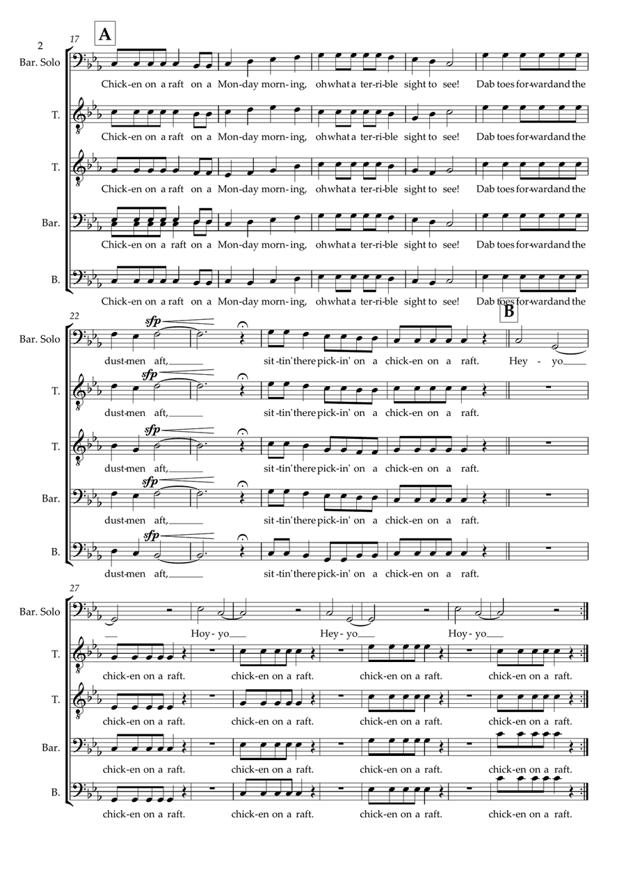 Chicken On A Raft (arr. Sam Burns) 3-Part scores gallery preview page 2