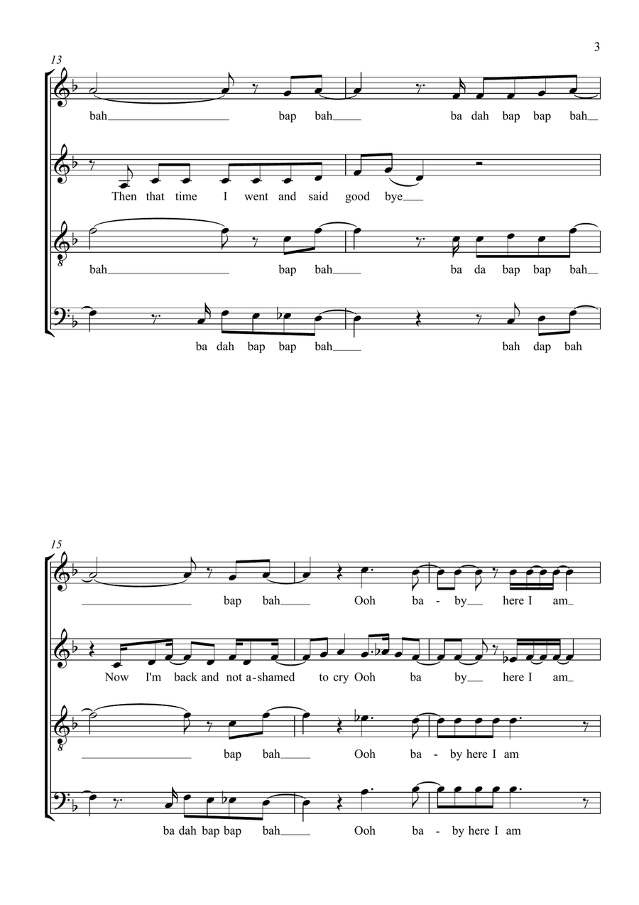 Signed, Sealed, Delivered I'm Yours (arr. Wendy Sergeant) 4-Part scores gallery preview page 3