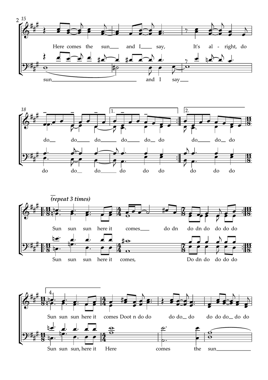 Here Comes The Sun (arr. Craig McLeish) 4-Part scores gallery preview page 2