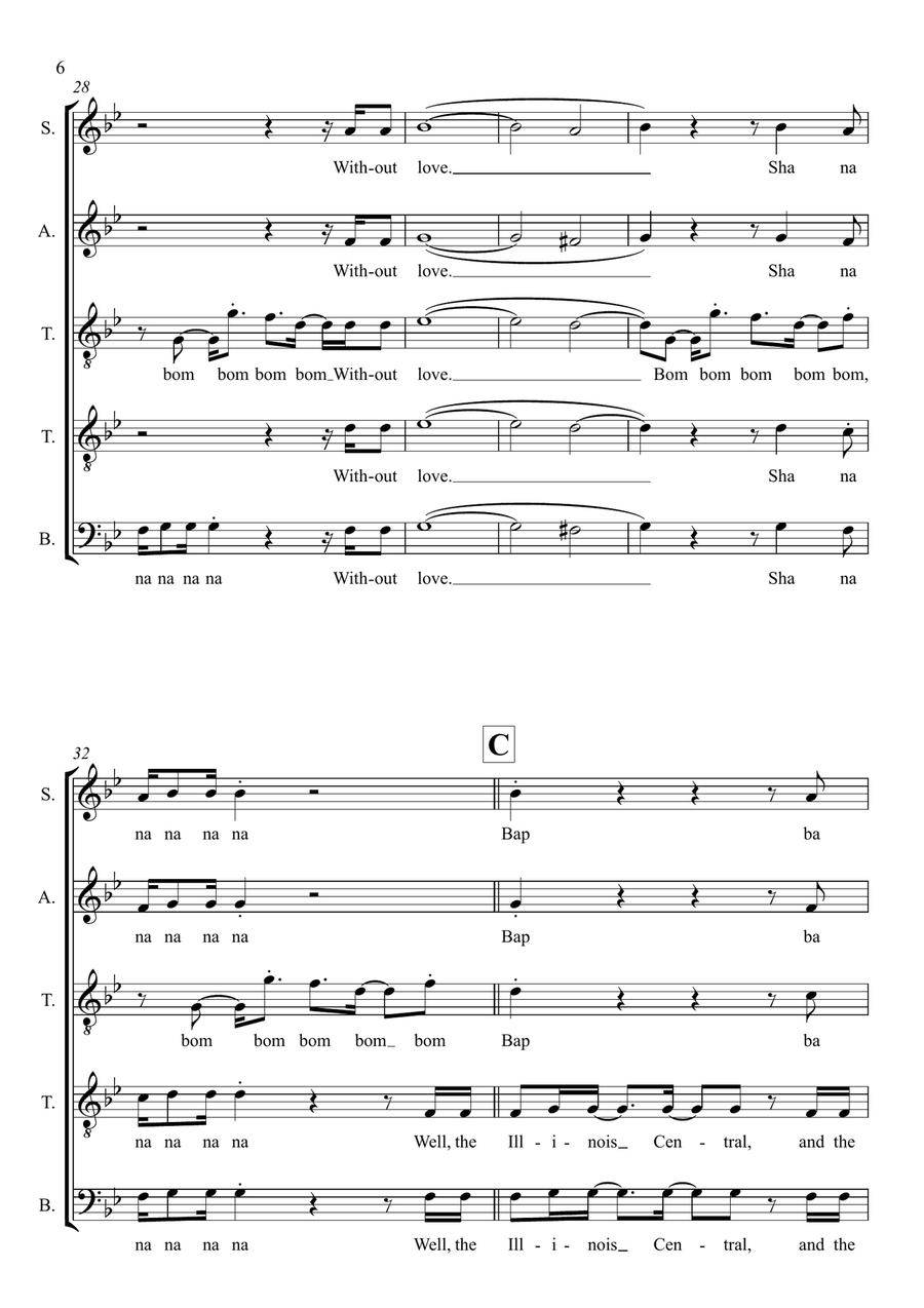 Long Train Runnin' (arr. Abi Moore) SATTB scores gallery preview page 6