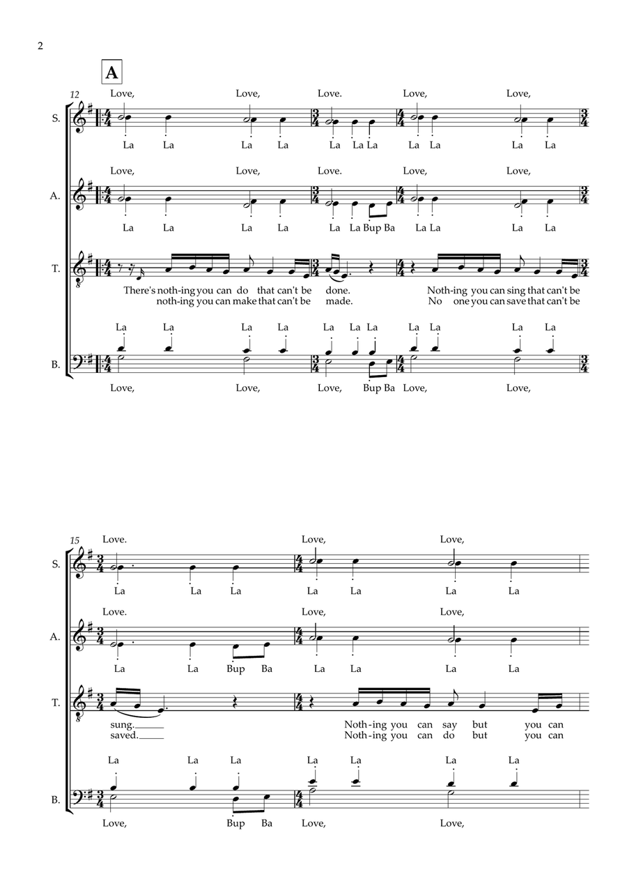 All You Need Is Love (arr. Sam Burns) SSAATTBB scores gallery preview page 2