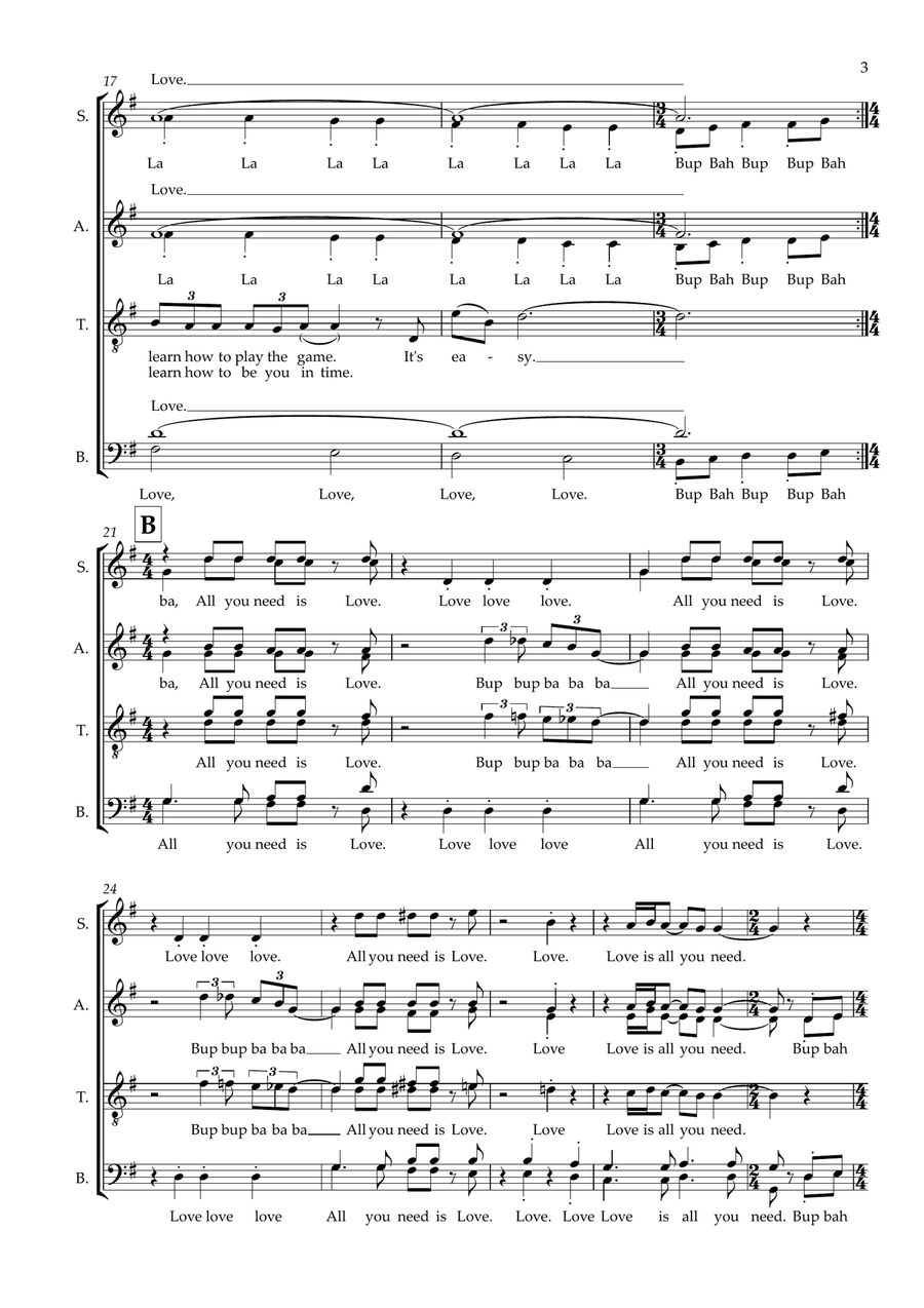 All You Need Is Love (arr. Sam Burns) SSAATTBB scores gallery preview page 3