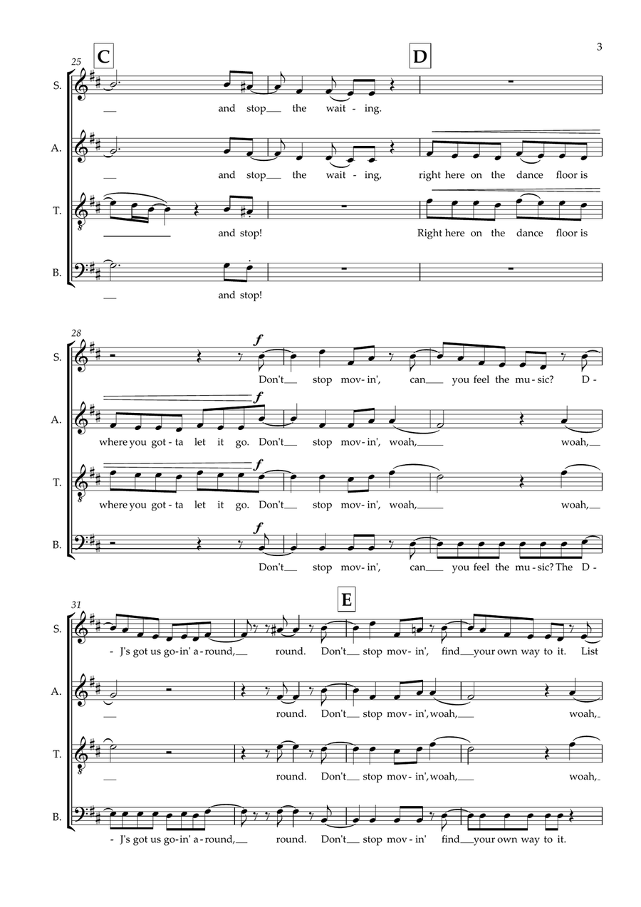 Don't Stop Movin' (arr. Doug Watts) 4-Part scores gallery preview page 3