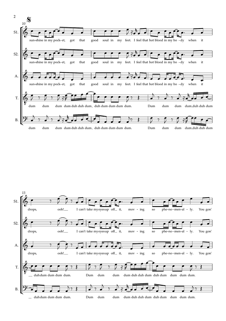 Can't Stop The Feeling! (arr. Doug Watts) SSATB scores gallery preview page 2