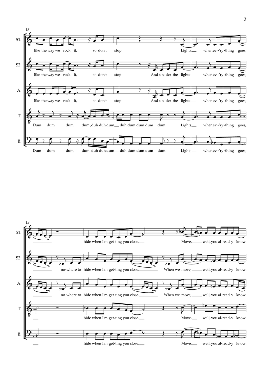 Can't Stop The Feeling! (arr. Doug Watts) SSATB scores gallery preview page 3